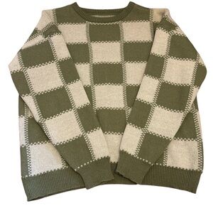 Green Checkered Sweater SHEIN